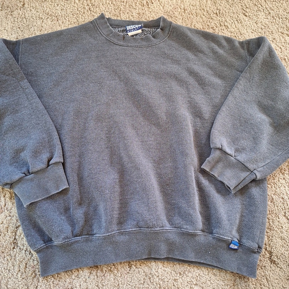 Discus Athletic Vintage Crewneck Sweatshirt Solid Gray Blank XL